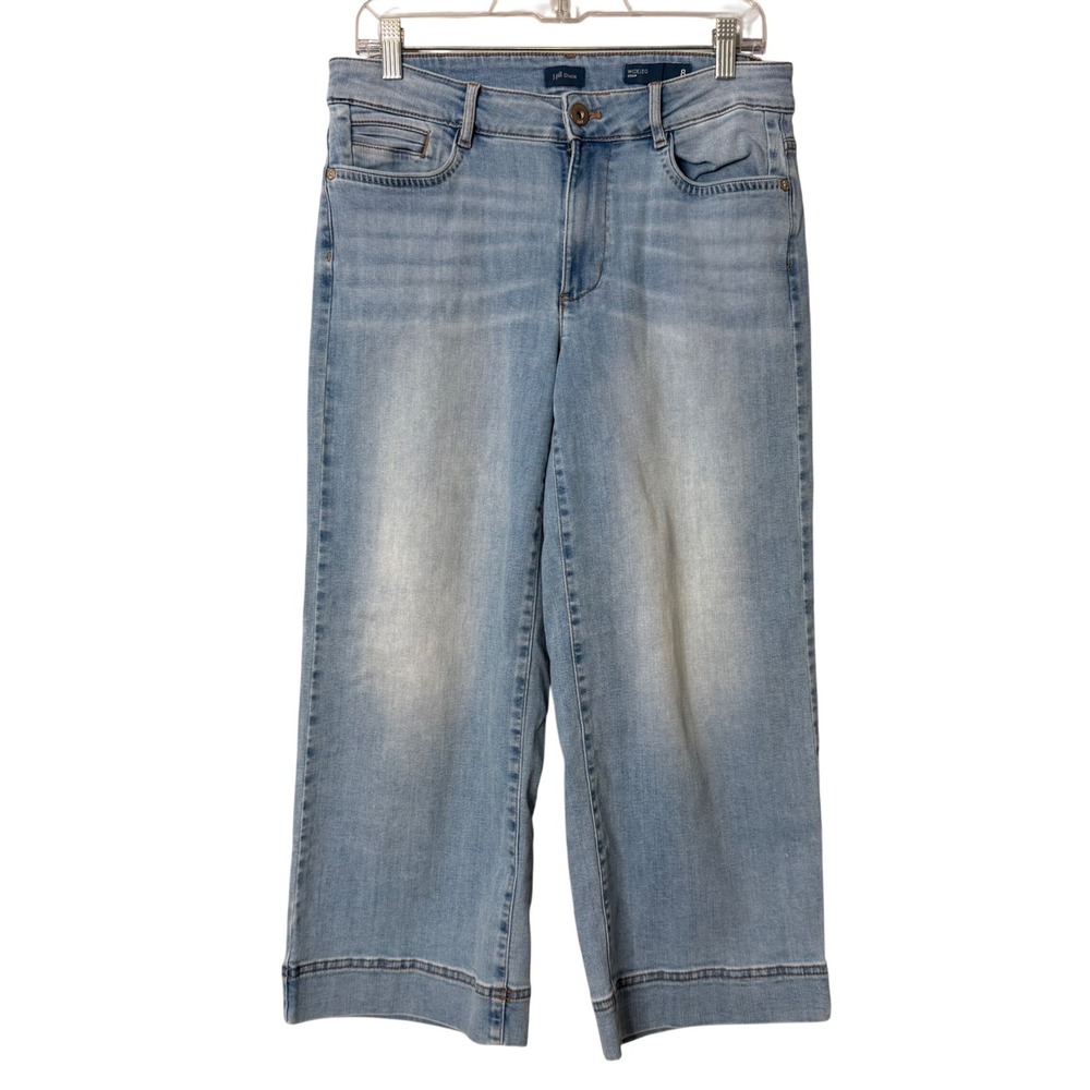 J. Jill Wide Leg Crop Jeans Womens 8 Light Wash Blue Denim Stretch Culottes Boho
